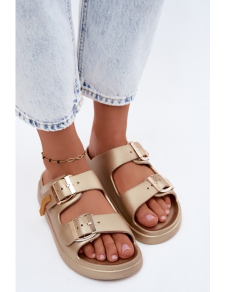 Foam Women's Slides With Buckles D. Franklin DFSH413002 Gold