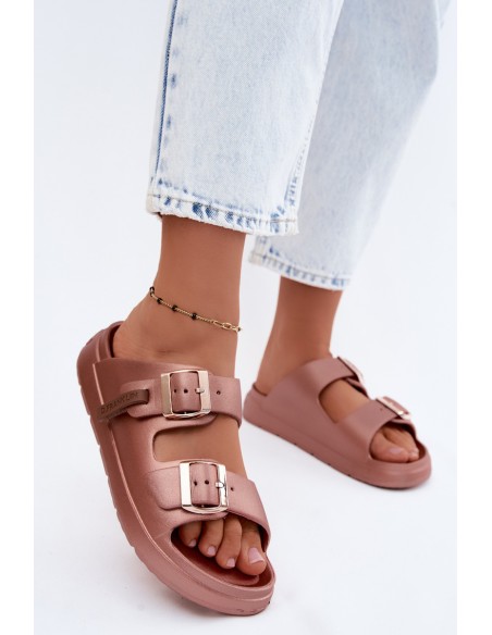 Foam Women's Slides With Clips D.Franklin DFSH413002 Pink Gold