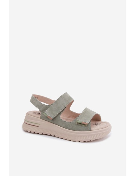 Leather Suede Women's Platform Sandals Green Peria