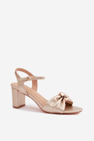 Women's Faux Leather Sandals On Heel Gold Spella 2