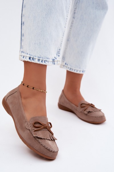 Women's Dark Beige Suede Moccasins Vantae