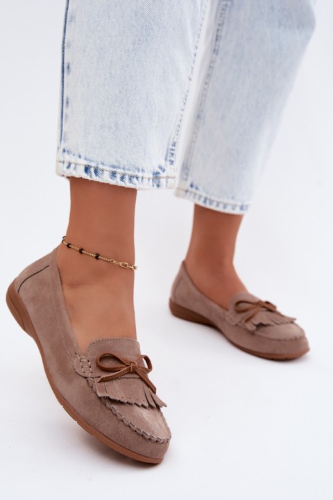 Women's Dark Beige Suede Moccasins Vantae