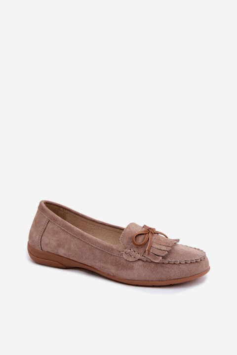 Women's Dark Beige Suede Moccasins Vantae