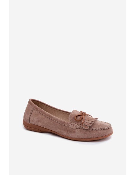 Women's Dark Beige Suede Moccasins Vantae