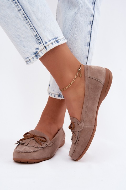 Women's Dark Beige Suede Moccasins Vantae