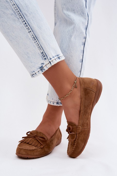 Women's Moccasins Made of Natural Suede Camel Vantae