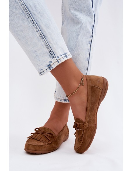 Women's Moccasins Made of Natural Suede Camel Vantae
