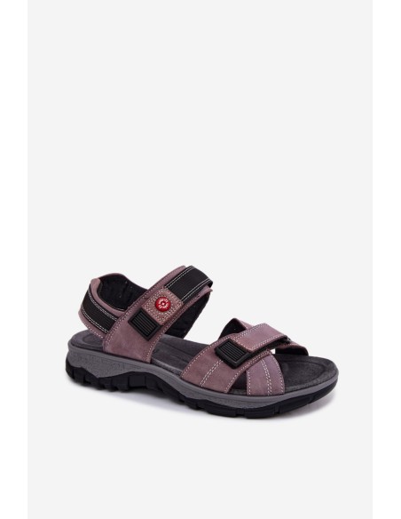 Leather Suede Women's Sandals With Velcro Lavender Bling