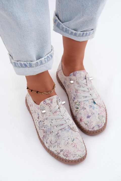 Patterned Openwork Shoes Made of Natural Suede Multicolor Flaria