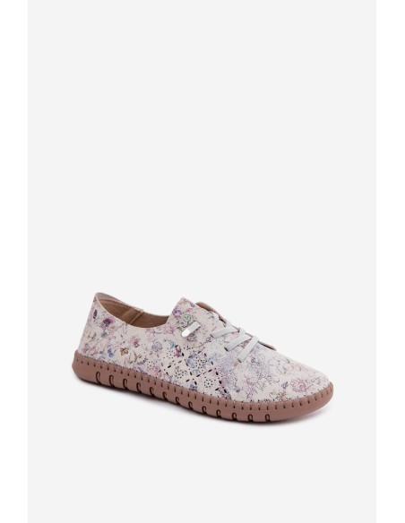 Patterned Openwork Shoes Made of Natural Suede Multicolor Flaria