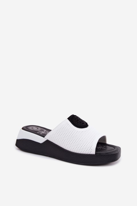 Leather Women's Platform Sandals White Fablee