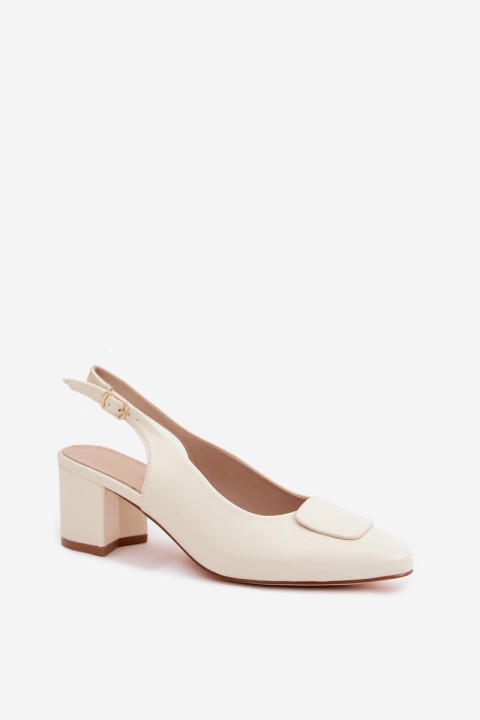 Women's Block Heel Sandals Ecru Maden