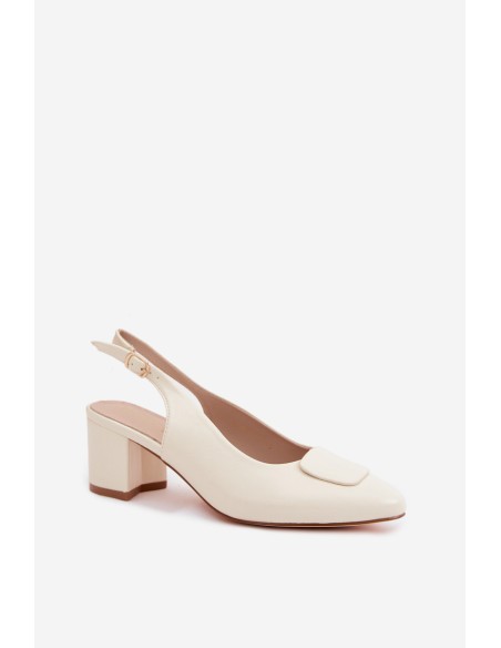 Women's Block Heel Sandals Ecru Maden