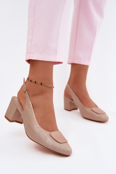 Women's Block Heel Sandals Decorative Pink Gold Maden