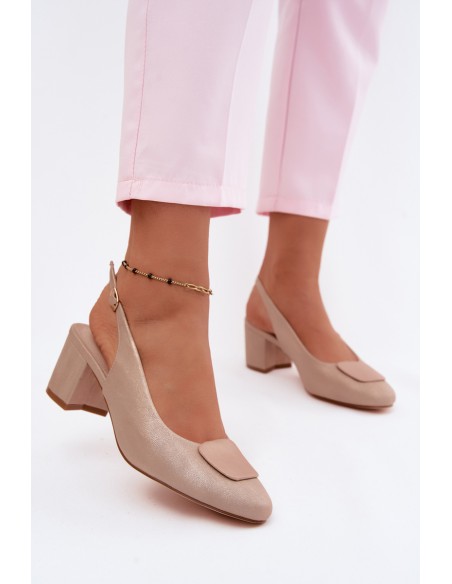 Women's Block Heel Sandals Decorative Pink Gold Maden