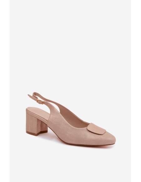 Women's Block Heel Sandals Decorative Pink Gold Maden