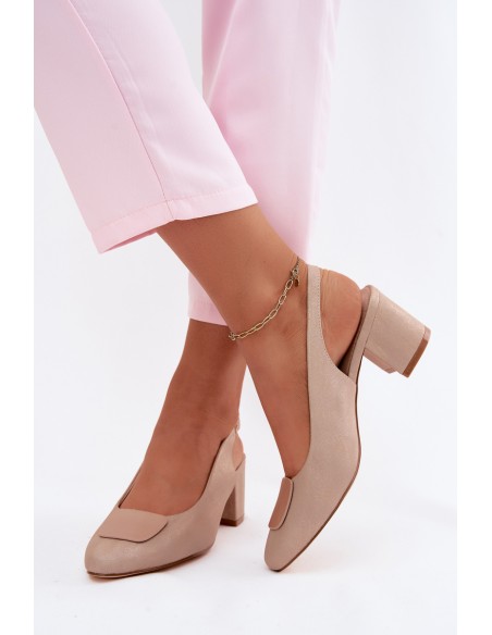 Women's Block Heel Sandals Decorative Pink Gold Maden