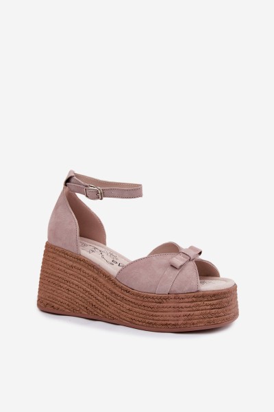 Leather Suede Platform Sandals Gray Ashen 2