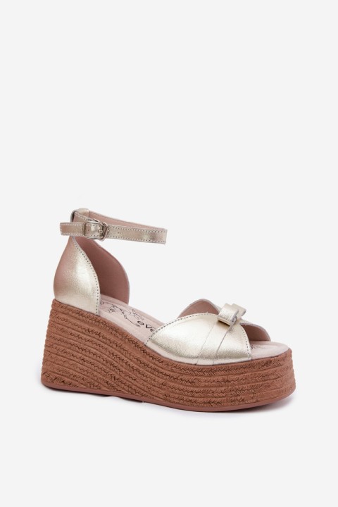 Leather Platform Sandals Gold Ashen