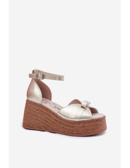 Leather Platform Sandals Gold Ashen