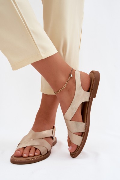 Women's Flat Gold Sandals Blinga