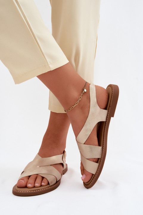 Women's Flat Gold Sandals Blinga