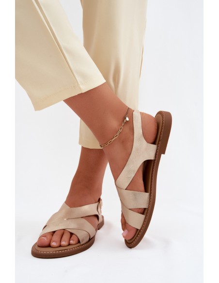 Women's Flat Gold Sandals Blinga