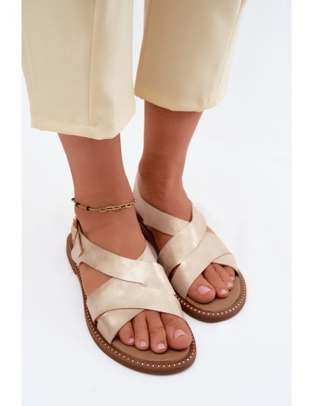Women's Flat Gold Sandals Blinga