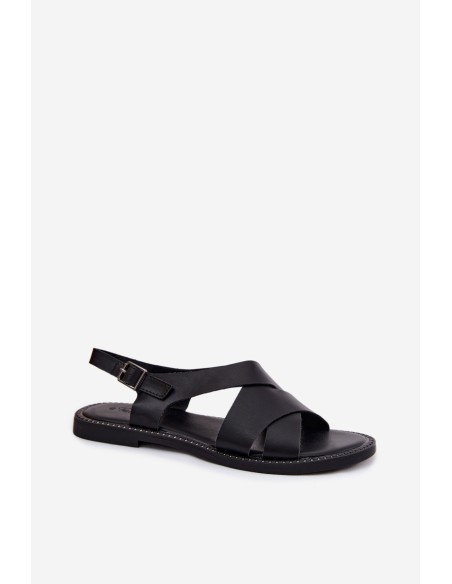 Women's Flat Black Sandals Blinga