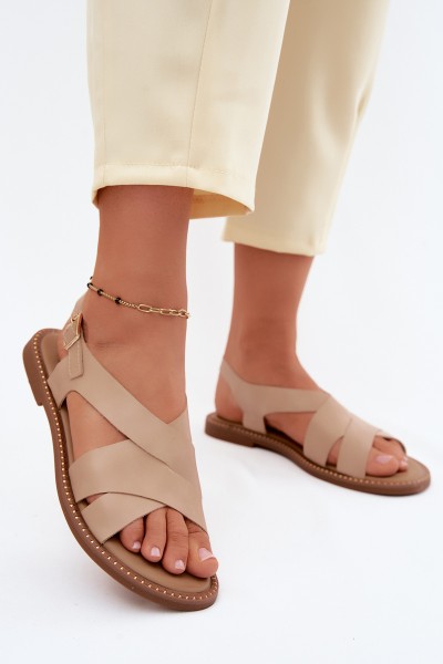 Women's Flat Beige Sandals Blinga