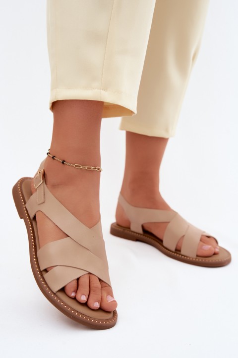 Women's Flat Beige Sandals Blinga