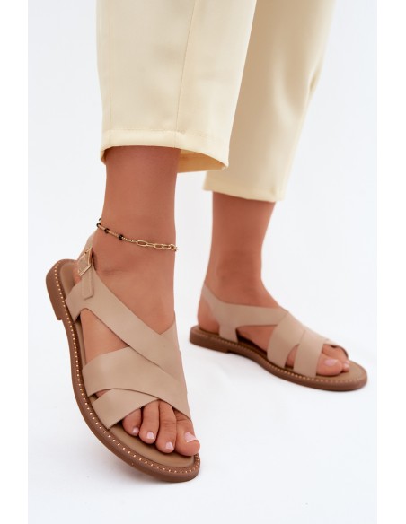 Women's Flat Beige Sandals Blinga