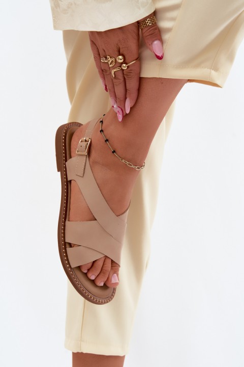 Women's Flat Beige Sandals Blinga