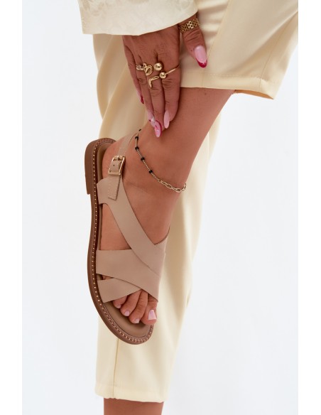 Women's Flat Beige Sandals Blinga