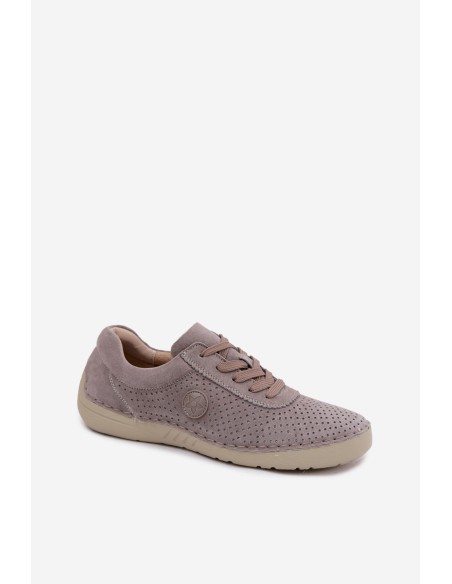 Leather Suede Women's Lace-up Shoes Dark Beige Bahia