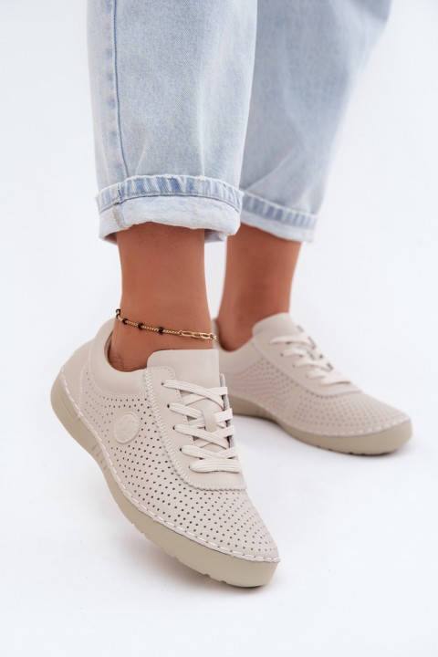 Leather Women's Lace-up Light Beige Derby Bahia