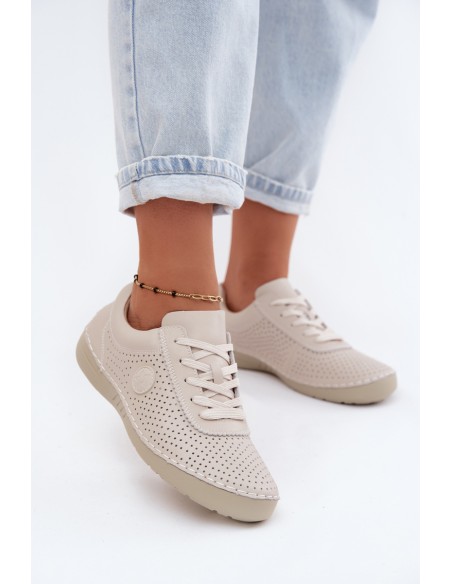 Leather Women's Lace-up Light Beige Derby Bahia