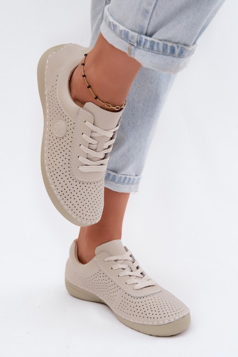 Leather Women's Lace-up Light Beige Derby Bahia