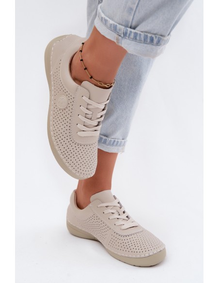Leather Women's Lace-up Light Beige Derby Bahia