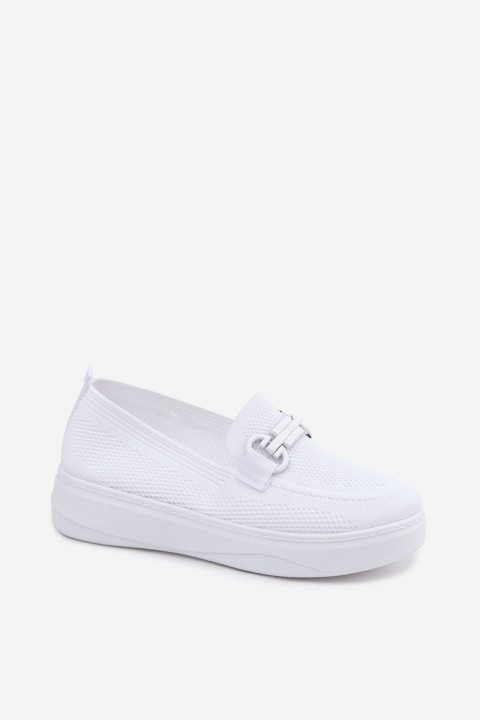 Women's Material Platform Shoes With Decoration White Freshy