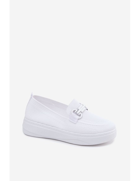 Women's Material Platform Shoes With Decoration White Freshy