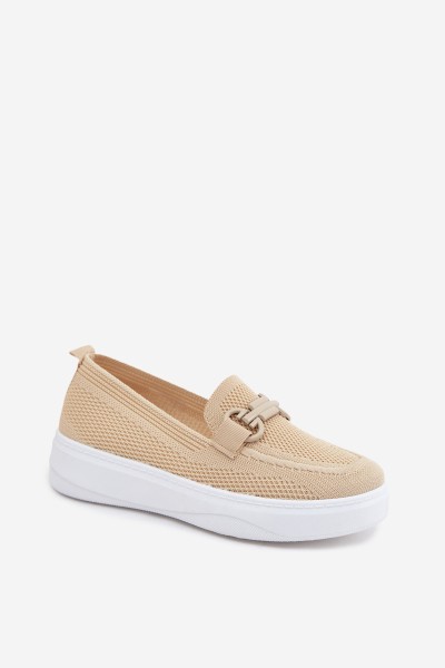 Women's Fabric Platform Shoes With Embellishment Beige Freshy 2