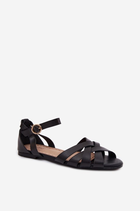 Women's Flat Black Sandals Blinga