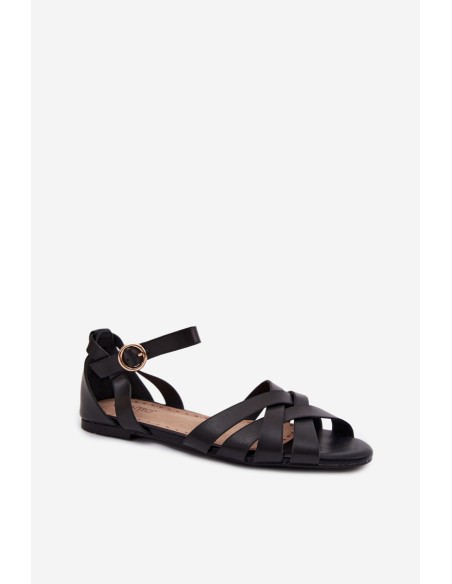 Women's Flat Black Sandals Blinga
