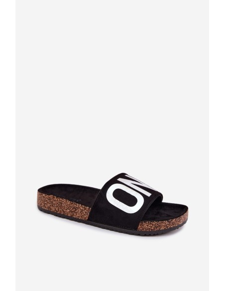 Women's Cork Platform Slides ONE Vinceza 22-2217 Black