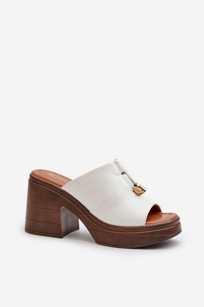 Women's Eco Leather Platform and Block Heel White Sandals Dafira 2