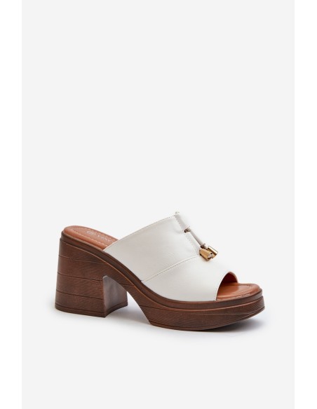 Women's Eco Leather Platform and Block Heel White Sandals Dafira