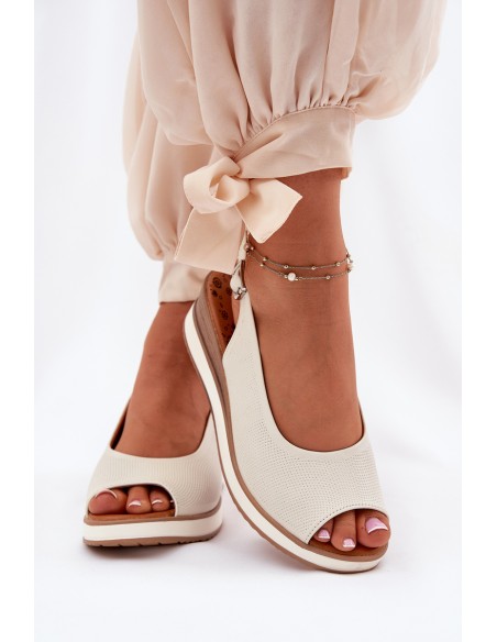 Leather Wedge Sandals Artiker 56C2316 Light Beige