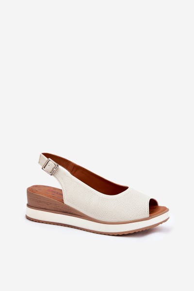 Leather Wedge Sandals Artiker 56C2316 Light Beige 2
