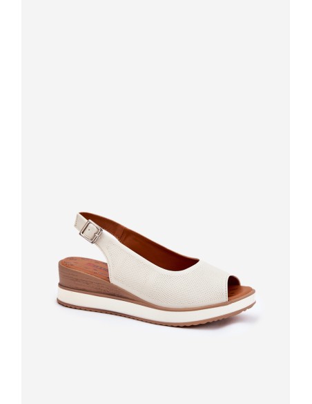 Leather Wedge Sandals Artiker 56C2316 Light Beige